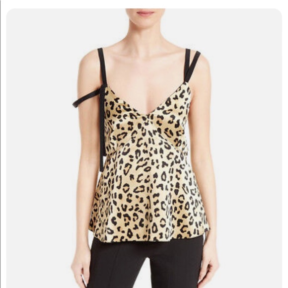 Cinq a Sept • XS Silk leopard print top - so sexy! Strappy - Picture 1 of 7
